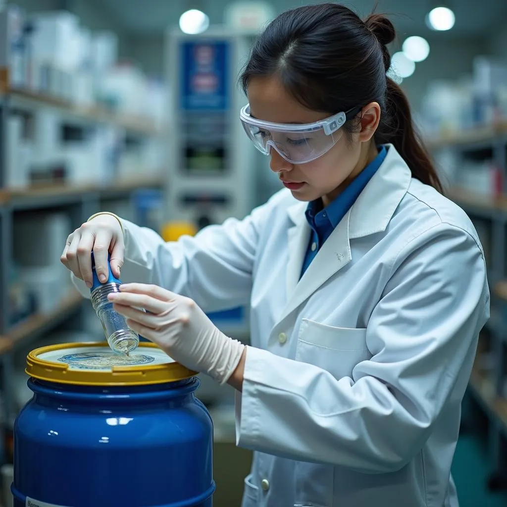 Expert Inspecting Chemical Drum