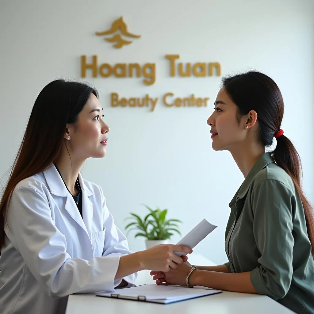 Bác sĩ Thẩm mỹ viện Hoàng Tuấn tư vấn cho khách hàng