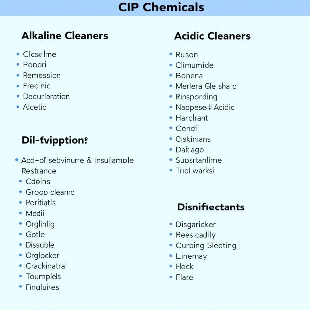 Các loại hóa chất CIP phổ biến dùng trong công nghiệp