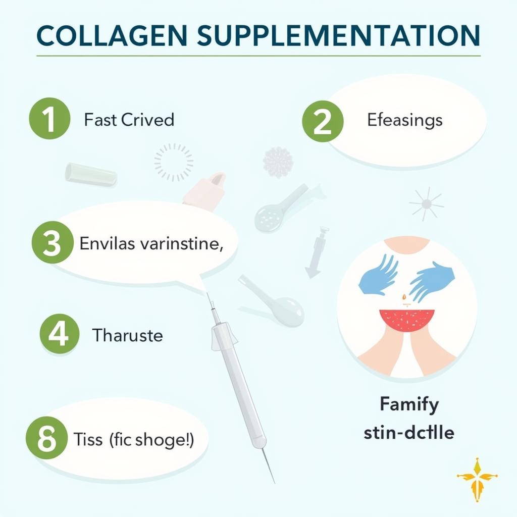 Các Phương Pháp Bổ Sung Collagen: Hình ảnh minh họa các phương pháp bổ sung collagen như tiêm, bôi, và các liệu pháp kích thích sản sinh collagen.