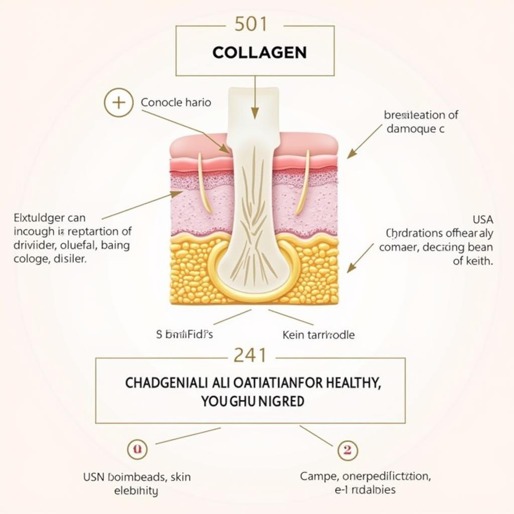 Collagen và vai trò trong làm đẹp: Hình ảnh minh họa cấu trúc collagen và làn da khỏe mạnh