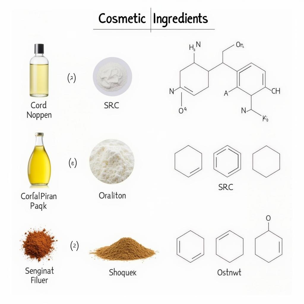 Hình ảnh minh họa các thành phần hóa chất trong mỹ phẩm