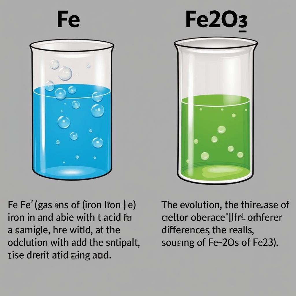 Phản ứng của Fe và Fe2O3 với axit