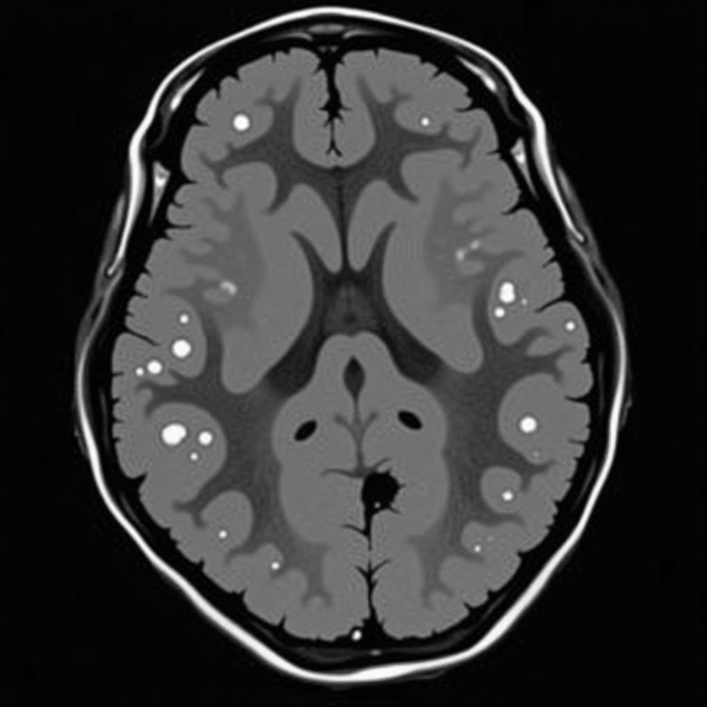 Hình ảnh MRI cho thấy vùng thoái hóa chất trắng trong não bộ