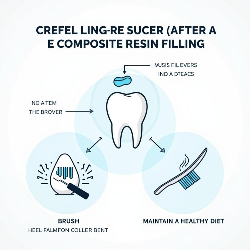 Chăm Sóc Răng Miệng Sau Trám Composite - Hình ảnh minh họa việc chăm sóc răng miệng đúng cách sau khi trám răng composite, bao gồm đánh răng, sử dụng chỉ nha khoa và chế độ ăn uống lành mạnh.